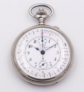Late 19th century fine steel pocket chronograph